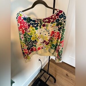 Champion Sweatshirt French Flower Power Raw Neckline Pullover Women’s Large